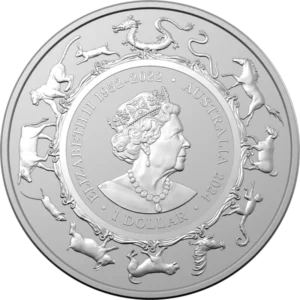 1 oz Сребърна Монета Австралийски Лунар Годината на Дракона 2024 - Image 2
