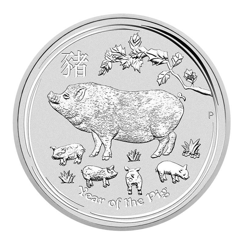 2 oz Сребърна Монета Австралийски Лунар Годината на Прасето 2019
