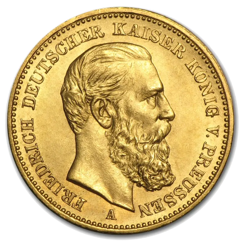 20 Марки Фридрих III Прусия Златна Монета 1888