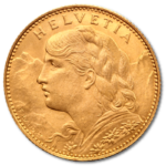 10 Швейцарски Франка Вренели Златна Монета 1911-1922