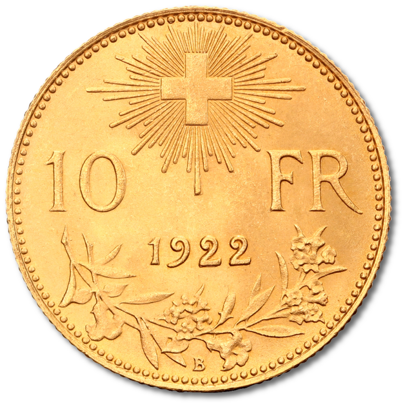 10 Швейцарски Франка Вренели Златна Монета 1911-1922