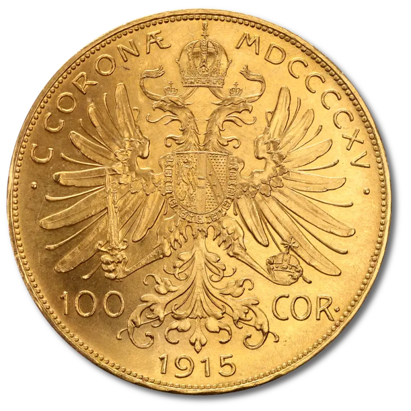 100 корони Златна монета Франц Йосиф I, Австрия, 1915 г.