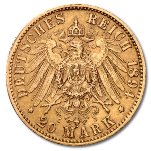 20 Марки Император Вилхелм II Прусия Златна Монета 1888-1913 - Image 2