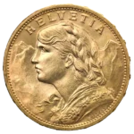20 Швейцарски Франка Вренели Златна Монета 1897-1949
