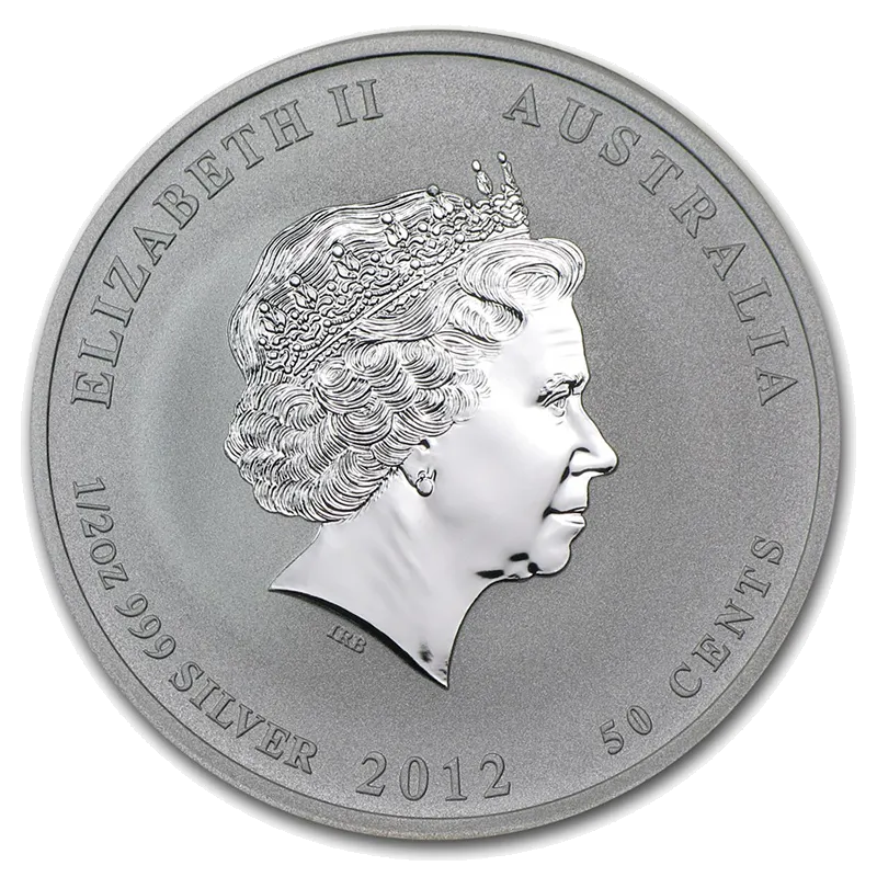 1/2 oz Сребърна Монета Австралийски Лунар Дракон 2012