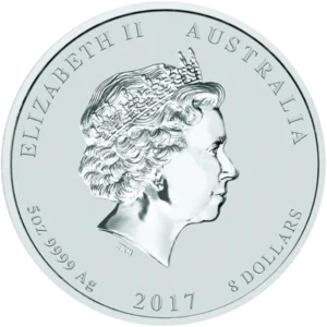 5 oz Сребърна Монета Австралийски Лунар Годината на Петела 2017 - Image 2