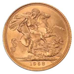 Британски Суверен Кралица Елизабет II с Венец Златна Монета 1957-1968 - Image 2