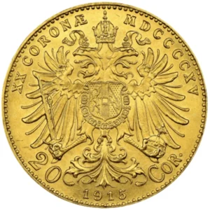 6.78 гр. Златна Монета 20 Корони Франц-Йосиф I Австрия 1915 - Image 1