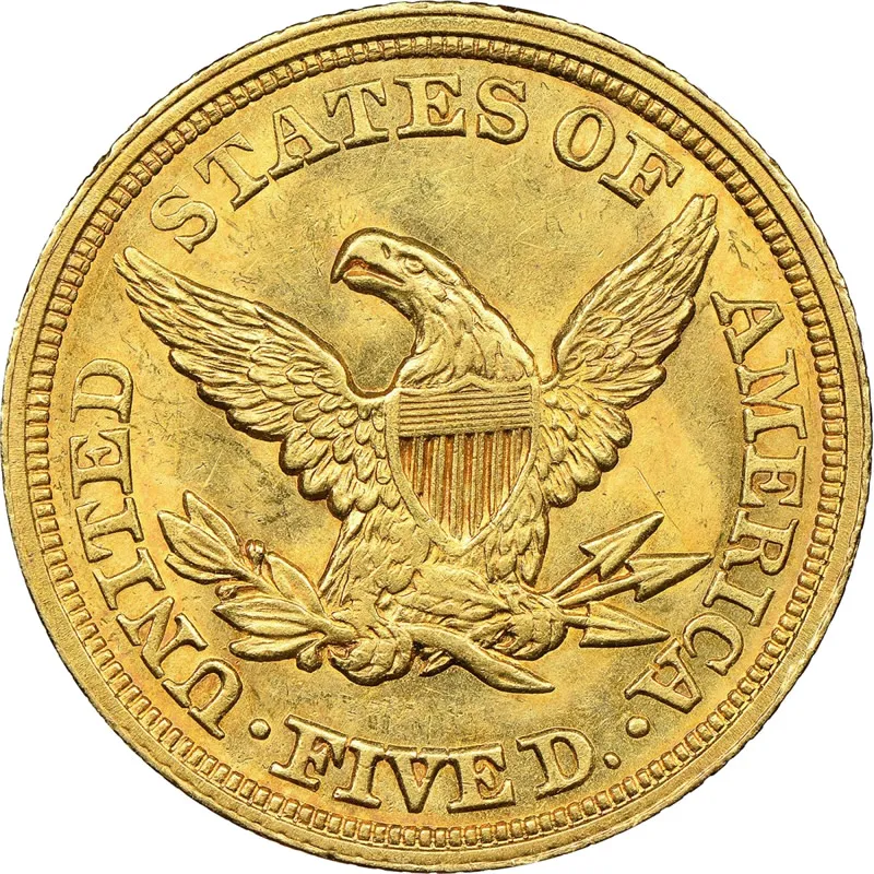 8.36 гр. Златна Монета 5 Американски Долара Liberty Head 1839- 1908